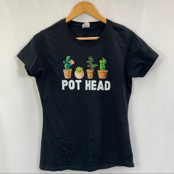 Port and Company Tops - Plant Lover Women's T-Shirt PotHead Logo Size Small